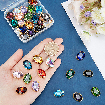 AHADEMAKER 36Pcs 18 Colors Sew on Rhinestone RGLA-GA0001-03-1
