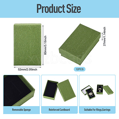12Pcs Cardboard Paper Jewelry Storage Boxes with Sponge CON-TA0001-43D-1
