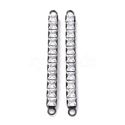 Brass Clear Square Cubic Zirconia Links Connectors ZIRC-G170-22-1