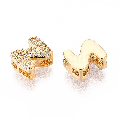 Brass Micro Pave Clear Cubic Zirconia Beads KK-T071-17G-Z-1