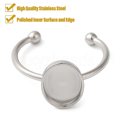Non-Tarnish 304 Stainless Steel Open Cuff Ring Components STAS-I306-06A-P-1