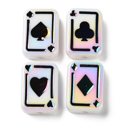 UV Plating Rainbow Iridescent Acrylic Enamel Beads SACR-G034-11G-1