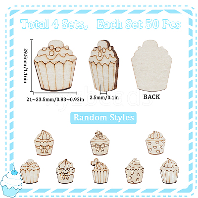 4 Sets Unfinished Wood Cutouts Ornaments WOOD-SC0001-91D-1