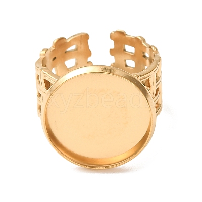 Woven Bezel 304 Stainless Steel Cuff Ring Components SA-CBAD8FA-01G-05-1