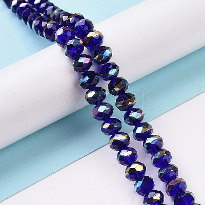 Transparent Electroplate Glass Beads Strands GLAA-F122-04E-1