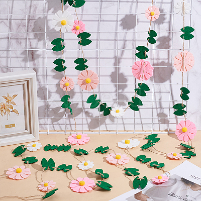 Felt Flower Hanging Banners AJEW-WH0596-696-1