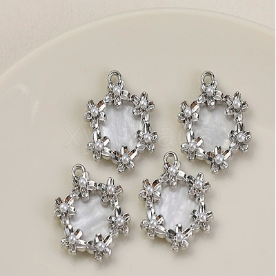 White Series Love Bow Alloy Acrylic Pendant PALLOY-WH0115-01P-01-1