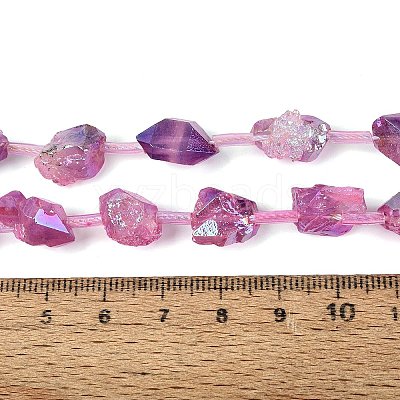 Dyed Electroplate Raw Rough Natural Amethyst Beads Strands G-Q610-05E-1