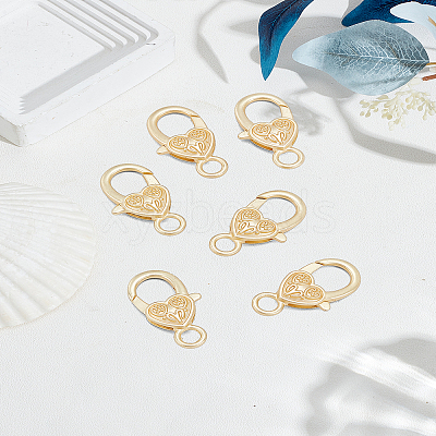 6Pcs Tibetan Style Heart Lobster Claw Clasps FIND-LP0007-54-1