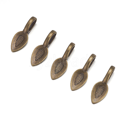 Tibetan Style Alloy Glue-on Flat Pad Bails X-MAB3348Y-NF-1