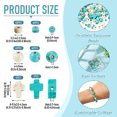 246Pcs 6 Styles Dyed Synthetic Turquoise Beads G-TA0003-31-1