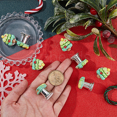 Zinc Alloy & Resin Christmas Tree Shaped Toilet Tank Button AJEW-WH20008-21B-01-1