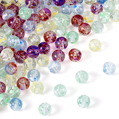 200Pcs 4 Colors Baking Paint Transparent Glass Bead Strands DGLA-TA0001-07-1