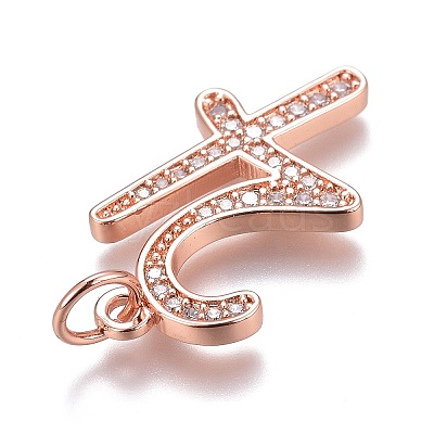 Brass Micro Pave Clear Cubic Zirconia Pendants ZIRC-O035-08RG-1