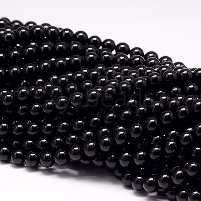 Natural Black Tourmaline Beads Strands X-G-P132-17-8mm-1