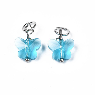 Faceted Transparent Glass Charms GLAA-T024-06E-1