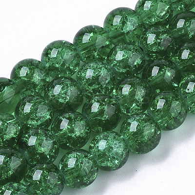 Baking Paint Transparent Crackle Glass Round Bead Strands X-DGLA-Q018-8mm-48-1