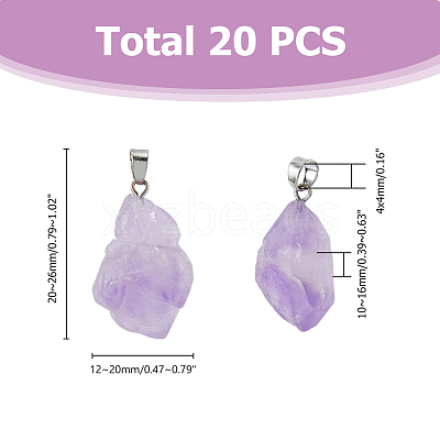 20Pcs Natural Amethyst Pendants G-FI0001-33-1