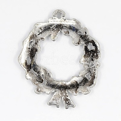 Christmas Wreath Alloy Pendants TIBEP-GC130-AS-RS-1