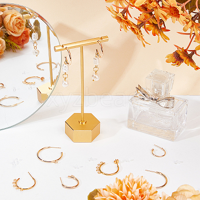 16Pcs 4 Style Brass Ring Stud Earring Findings KK-BC0013-48-1
