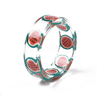 Transparent Resin Fruit Finger Ring for Women X1-RJEW-T022-030-1