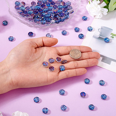 100Pcs 5 Styles Transparent Electroplated UV Plating Glass Beads GLAA-TA0003-19B-1