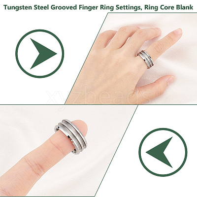 1Pc Tungsten Steel Grooved Finger Ring Settings RJEW-UN0002-93B-1