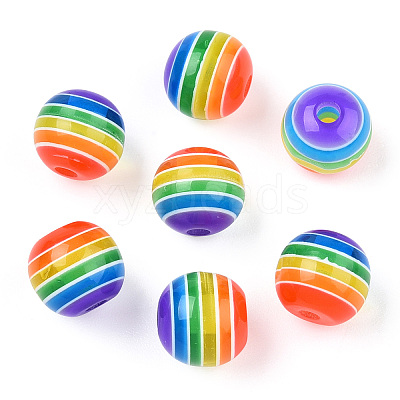 Transparent Stripe Resin Beads RESI-S345-8mm-10A-1
