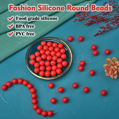 100Pcs Silicone Beads Round Rubber Bead 15MM Loose Spacer Beads for DIY Supplies Jewelry Keychain Making JX451A-1