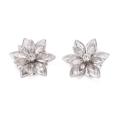 Acrylic Rhinestone Flower Flat Back Cabochons RSB027-06-1
