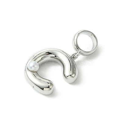 Rack Plating Brass with ABS Plastic Pearl European Dangle Charms KK-G501-02C-P-1