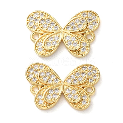 Rack Plating Brass Cubic Zirconia Butterfly Connector Charms KK-C084-31A-G01-1