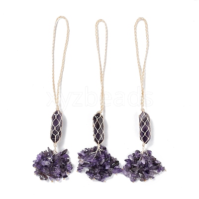 Natural Amethyst Reiki Healing Wall Hanging Pendant HJEW-C005-01C-1