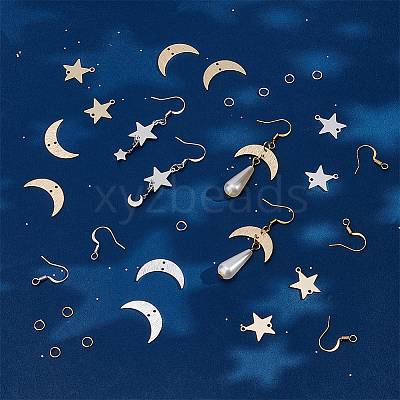 DIY Moon & Star Dangle Earring Making Kit DIY-UN0004-31-1