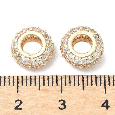 Brass Micro Pave Cubic Zirconia European Beads KK-A254-03B-G-1