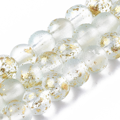 Frosted Spray Painted Glass Beads Strands GLAA-N035-03A-C09-1