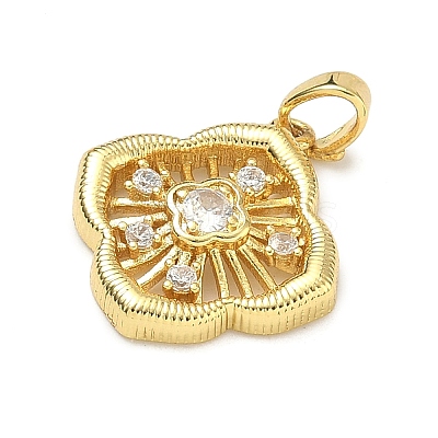 Brass Micro Pave Clear Cubic Zirconia Pendants KK-B171-03G-02-1
