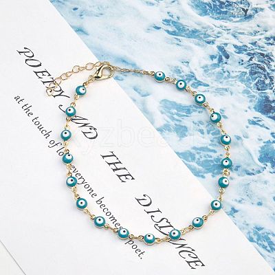 Christmas Brass Evil Eye Enamel Link Chain Anklets for Women WGC2D50-01-1