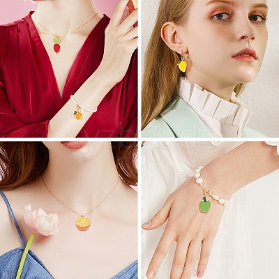 40Pcs 10 Style Light Gold Plated Alloy Enamel Pendants ENAM-SC0001-89KCG-1