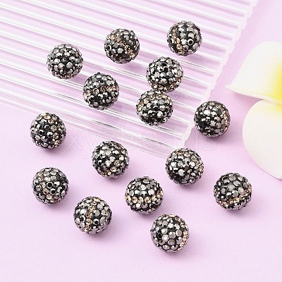Round Grade A Rhinestone Clay Pave Beads RB-O027-02-1