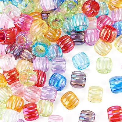 100Pcs UV Plating Transparent Acrylic European Beads TACR-TA0001-93B-1