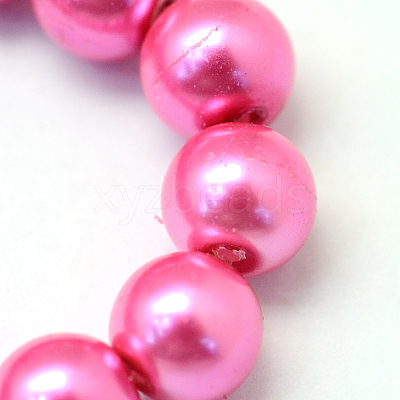 Baking Paint Pearlized Glass Pearl Round Bead Strands X-HY-Q330-8mm-54-1