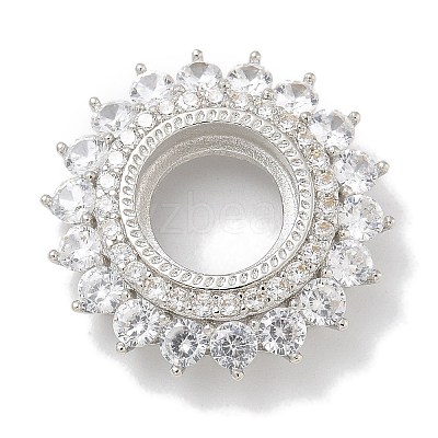 Rack Plating Brass Micro Pave Clear Cubic Zirconia Cabochon Connector Setttings KK-L224-027P-02-1