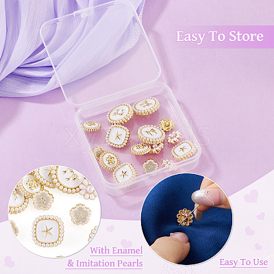 15Pcs 5 Styles 1-Hole Alloy Enamel Shank Buttons BUTT-TA0001-47A-1