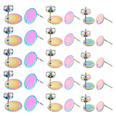 42Pcs 3 Size 304 Stainless Steel Stud Earring Findings STAS-DC0011-81-1