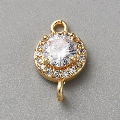 Light Gold Plated Brass Pave Cubic Zirconia Connector Charms KK-CJC0001-41KCG-05-1
