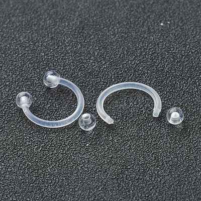 Acrylic Circular/Horseshoe Barbell with Double Round Ball X1-AJEW-P084-04B-1