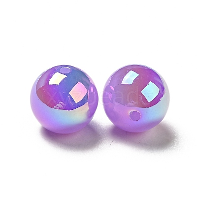 UV Plating Opaque Rainbow Iridescent Acrylic Beads LS-SACR-A001-03I-1