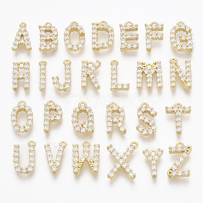 Brass Micro Pave Cubic Zirconia Charms KK-T060-05-G-NF-1