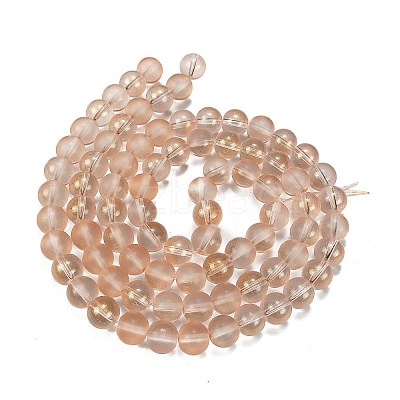 Frosted Transparent Glass Bead Strands GLAA-P065-10mm-05-1